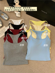 Summer Korean style racer-back camisole for hot girls to wear versatile bottoming top with breast pads