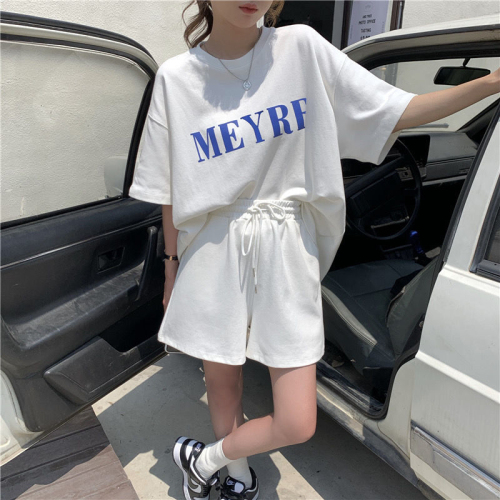 时尚小个子休闲运动套装女2024夏季学生韩版宽松短袖短裤两件套潮