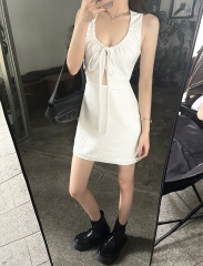 Tencel vest suspender dress summer white French skirt sexy hot girl black skirt