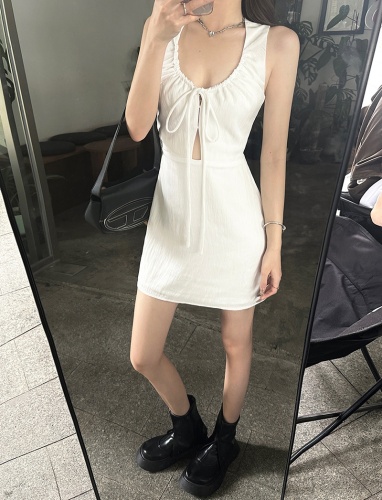 Tencel vest suspender dress summer white French skirt sexy hot girl black skirt