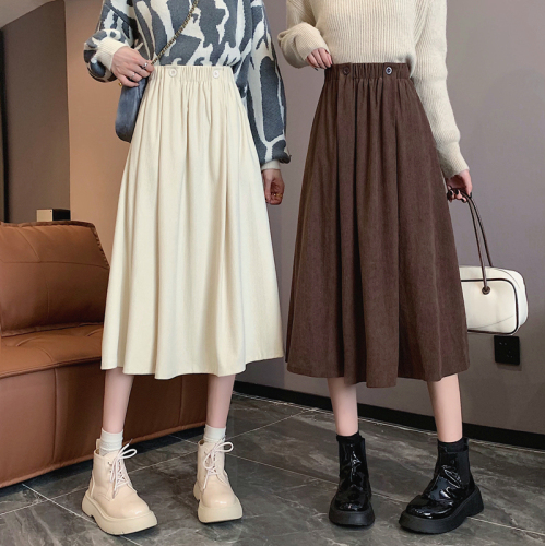 Chenille 280g skirt spring, autumn and winter high-waisted A-line long skirt winter with sweater skirt for small people