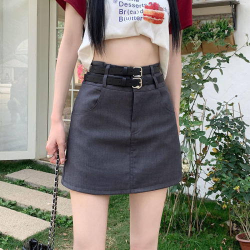 Actual shot and real price ~ 2024 new Korean style workwear skirt high waist slimming A-line short skirt hot girl skirt comes with belt