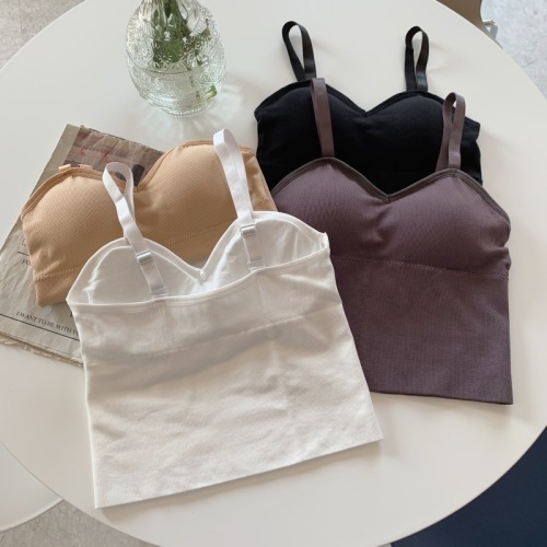 Real shot of bra-wrapped women's tube top, new small breast push-up with breast pads, U-shaped beautiful back, inner sports suspender bra, 2-piece set