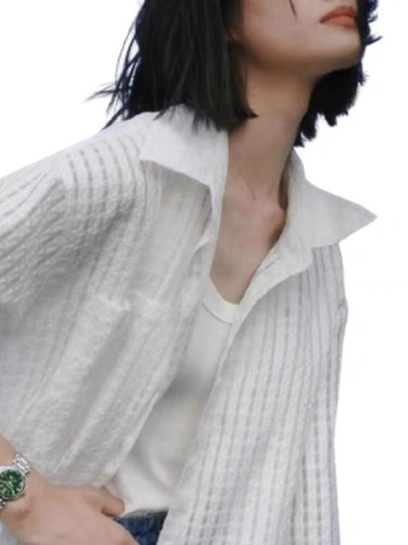 New loose and lazy style summer new Korean style niche simple white shirt with versatile design