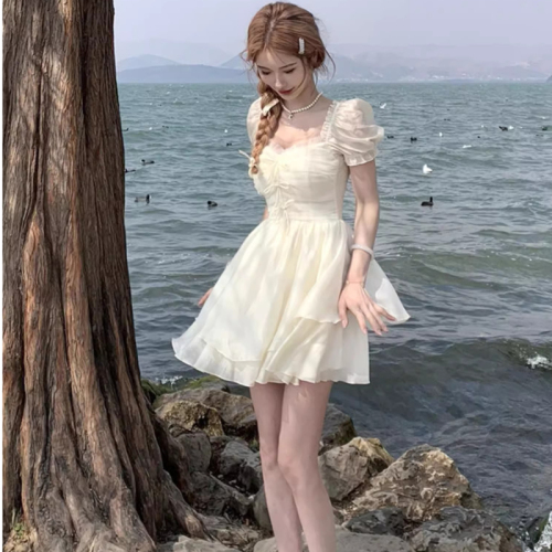 JMSHOP Butterfly Fairy Skirt Women's Summer Slim and Sweet Princess Skirt Summer Short Fairy Dress