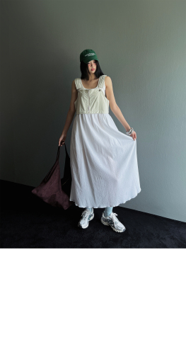 Casual and versatile sleeveless suspender long skirt