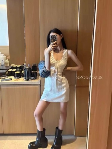 French temperament socialite pure lust style lace-up white vest suspender dress women's summer hip-covering short skirt