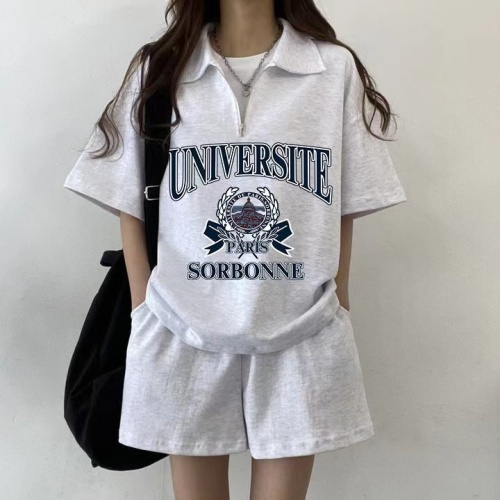 学院风休闲短袖短裤学生可爱女运动服套装女搭配两件套字母日系