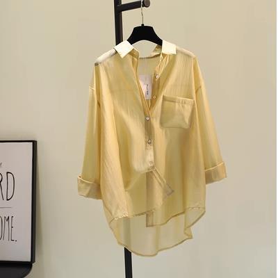 Tencel sun protection clothing for women summer  new Korean style ins style thin white shirt loose casual shirt jacket