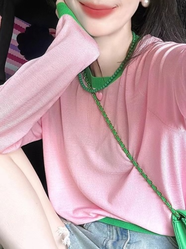 多巴胺粉色冰丝针织防晒空调罩衫女夏季薄款透气气质披肩外搭上衣