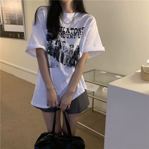 时尚超火印花短袖t恤女 夏季宽松设计感BF风情侣装上衣服ins潮