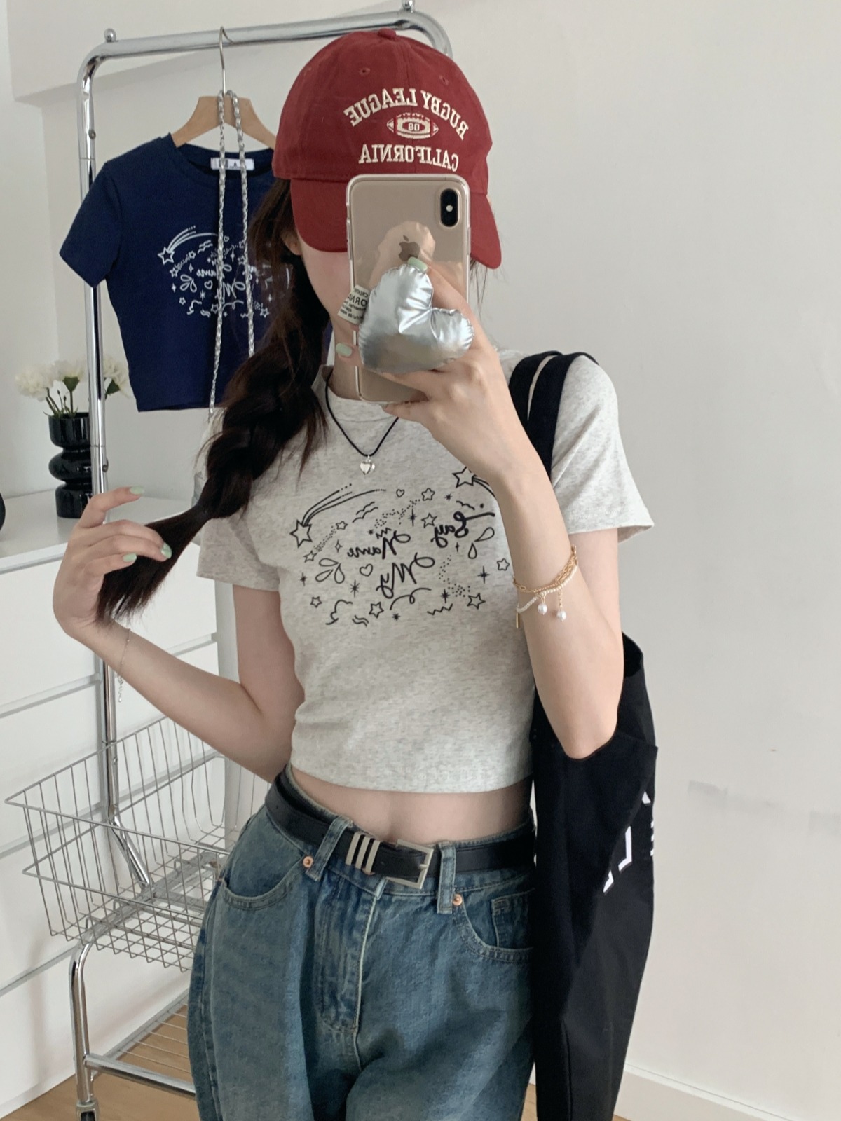 Photographed Summer Korean Style Fitted Short-Sleeve Fun Youthful Age-Defying Print Design Pure Cotton Women's T-Shirt Top