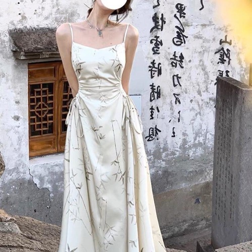 原版做法里布+拉链 夏2024年吊带新款甜美气质新中式绝美长裙