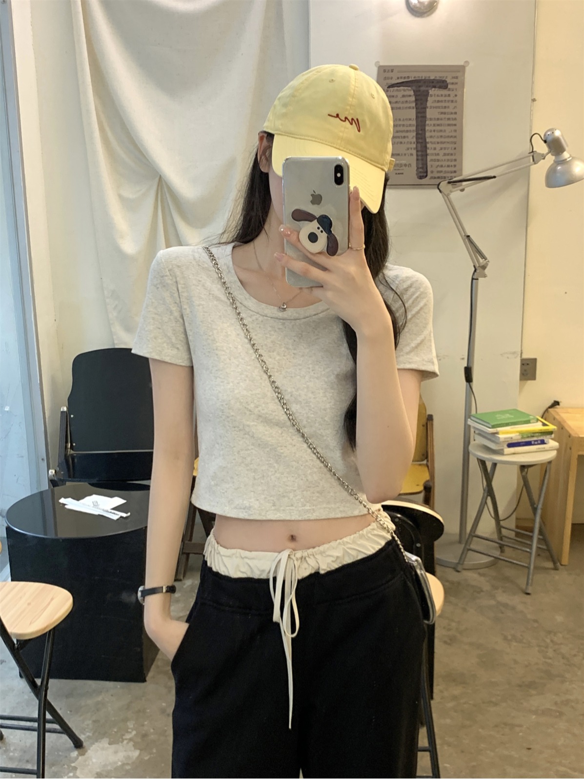 實拍 夏季韓版修身正肩短款簡約純色百搭純棉短袖T恤上衣女