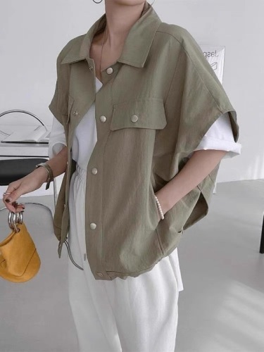 Korean chic summer new retro casual design niche loose temperament versatile workwear vest jacket for women