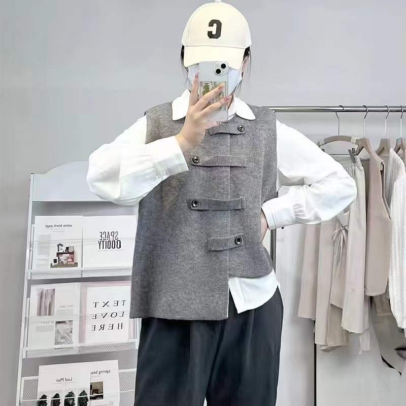 2024 Spring New Irregular Vest Women's Design Niche Stacked Waistcoat Cardigan Top