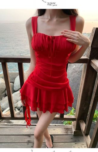 Summer irregular waist-strap little red skirt holiday style short cake skirt for women