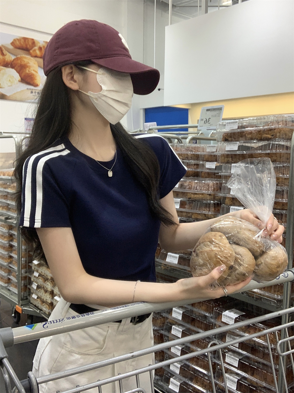 實拍 夏季韓版修身插肩美食槓條顯瘦百搭純棉短袖T恤上衣女