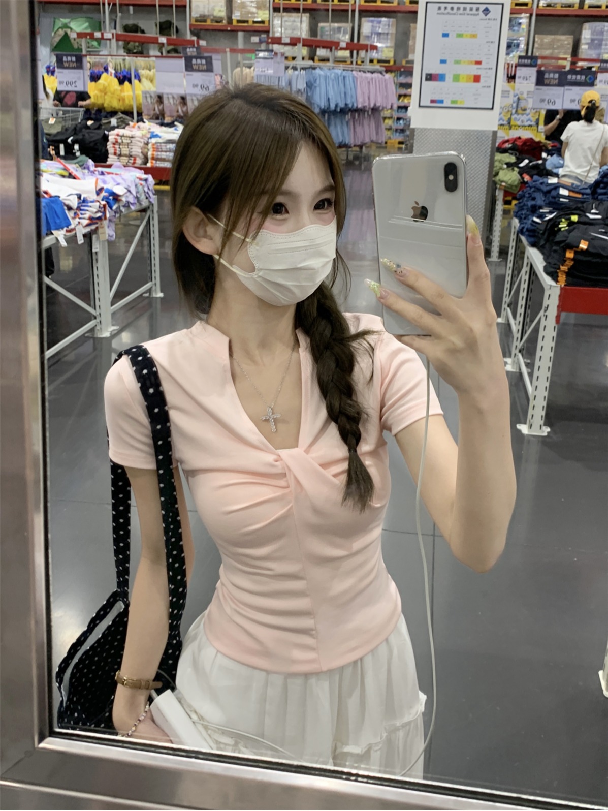 實拍 夏季韓版純欲半開領蝴蝶扭結顯瘦設計感純棉短袖上衣T恤