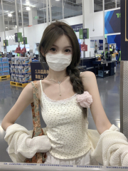 實拍 夏季韓版修身bm純欲碎花蕾絲拼接吊帶純棉T恤背心上衣