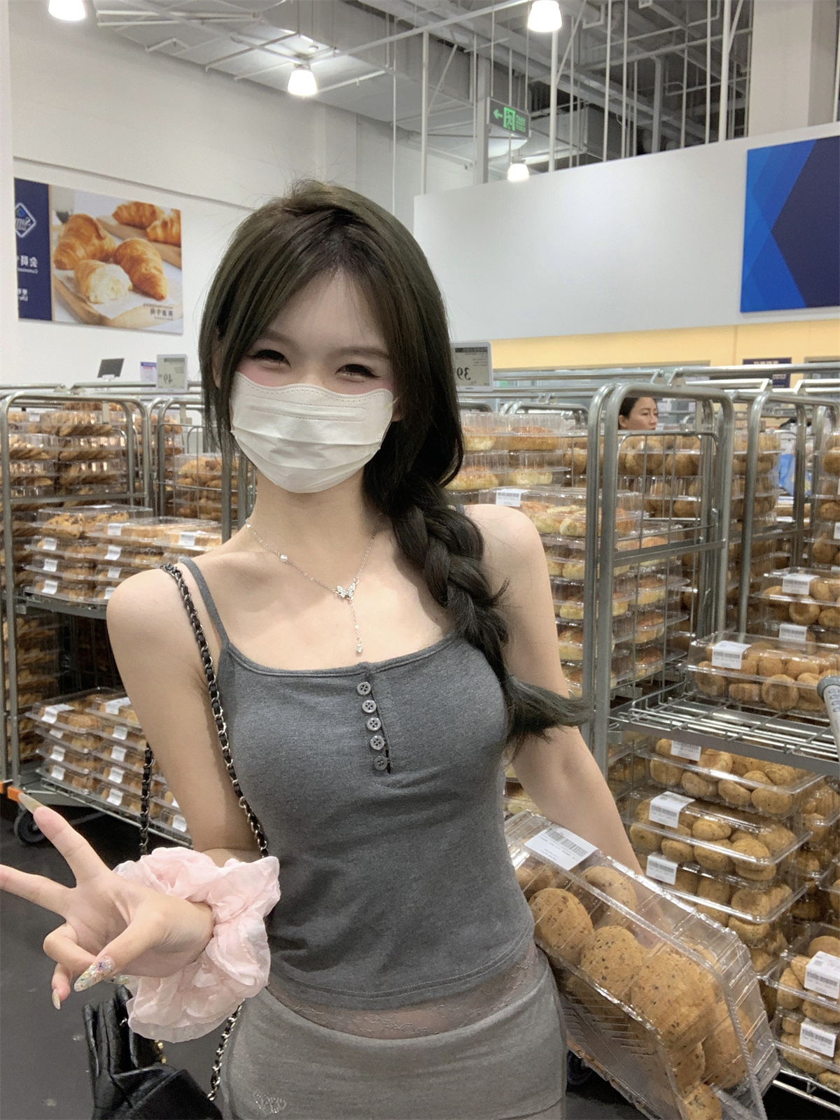 實拍 夏季韓版修身方領紐扣設計感百搭純棉吊帶T恤背心上衣