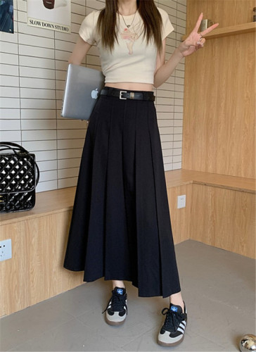 Suit pleated skirt for women in spring, stylish, long, thin, niche, versatile a-line skirt