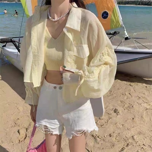 Chiffon sun protection clothes and jackets for women summer thin anti-UV design niche 2024 new short shirt tops