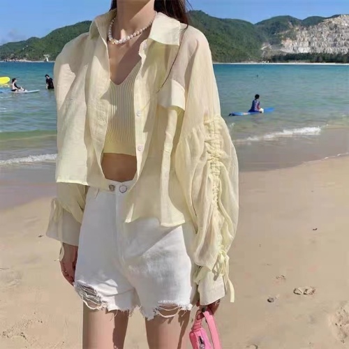 Chiffon sun protection clothes and jackets for women summer thin anti-UV design niche 2024 new short shirt tops