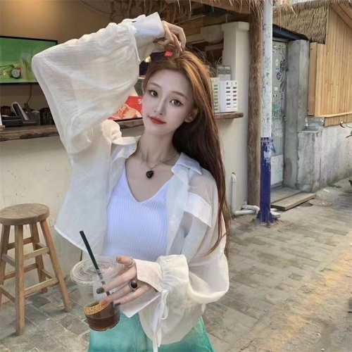 Chiffon sun protection clothes and jackets for women summer thin anti-UV design niche 2024 new short shirt tops