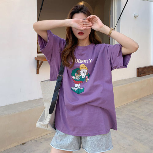 Summer loose short-sleeved Korean style little angel love T-shirt women's design casual top