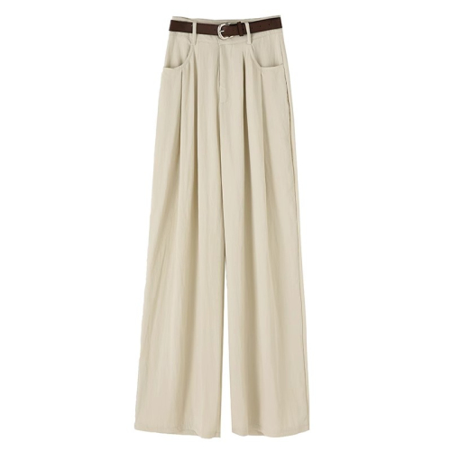 Popular pleated ice silk cotton and linen wide-leg pants for women, summer casual versatile suit pants, Japanese style lazy style Yamamoto pants