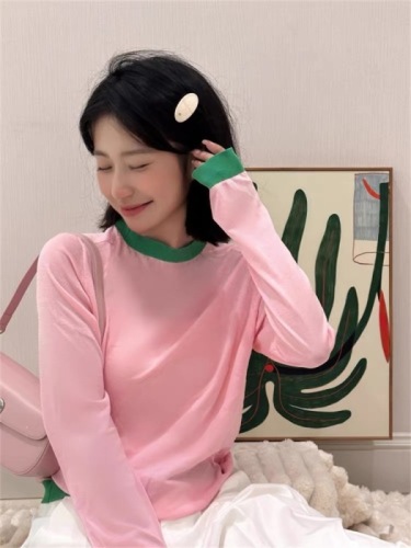 Pink knitted sun protection blouse for women 2024 new summer thin top with suspender skirt and short air-conditioning shirt