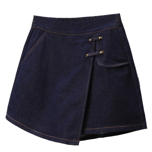 Actual shot of summer's new large-size elastic belly-covering denim skirt pants for fat MM shorts Korean style foreign-style anti-exposure skirt