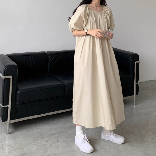 High-end design puff-sleeve dress for pregnant women, knee-length skirt, summer dress, forest-style gentle style baby dress, thin style