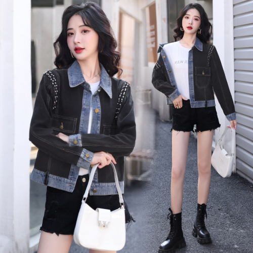 Loose Korean style slim denim jacket retro fashionable top women's spring new style