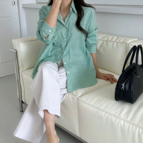 women's early autumn all-match striped shirt