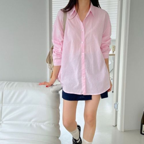 women's early autumn all-match striped shirt