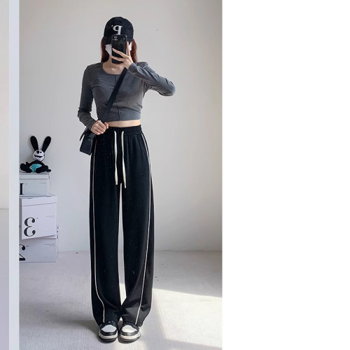 Original workmanship women's pants straight-leg sweatpants women's summer loose casual drape wide-leg pants design niche