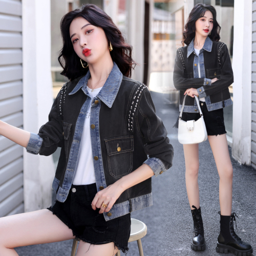 Loose Korean style slim denim jacket retro fashionable top women's spring new style