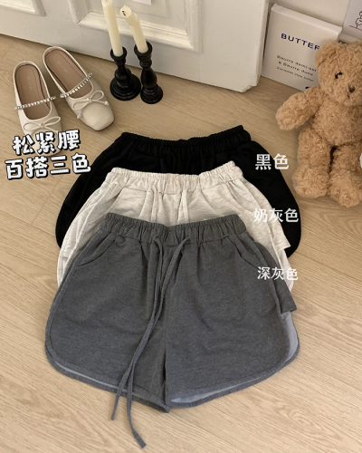 Actual shot~ Summer new Korean style loose and versatile solid color high waist casual wide leg outer shorts for women