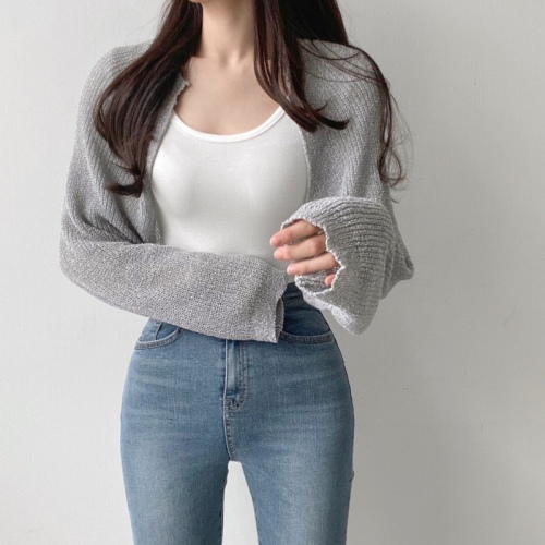 Korean chic bat-sleeve knitted cardigan loose lazy style sun protection blouse gentle shawl top