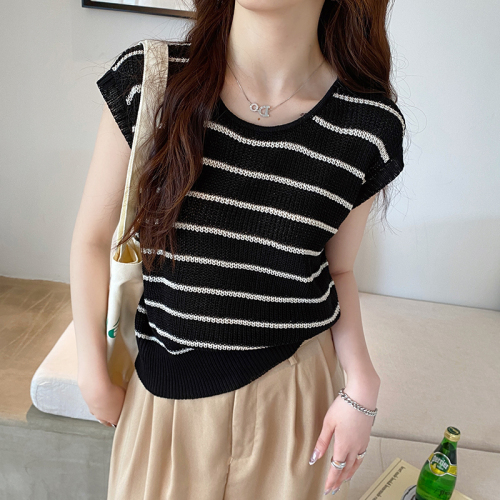 Tmall quality knitted striped camisole women's inner wear summer sleeveless T-shirt outer wear small flying sleeve top