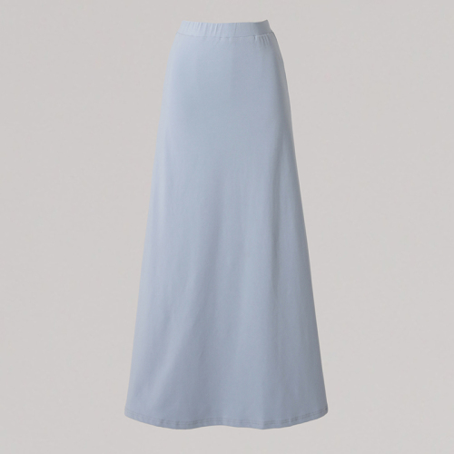 Actual shot of 2-color retro high-waist cover-span relaxed hip-covering skirt, drapey A-line skirt, versatile slimming casual long skirt