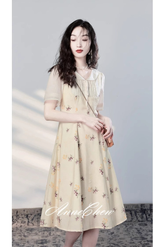 French elegant and dignified fruit floral dress, exquisite, high-end and beautiful mini skirt