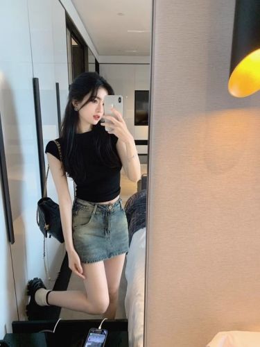 Actual Price #2024 Summer New Retro High Waist Distressed Hot Girl A-Line Denim Half-body Hip-covering Short Skirt for Women