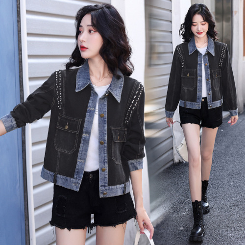 Loose Korean style slim denim jacket retro fashionable top women's spring new style