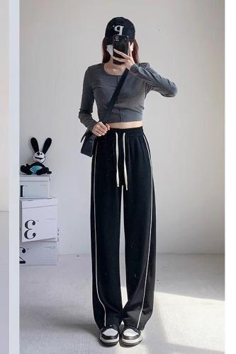 Original workmanship women's pants straight-leg sweatpants women's summer loose casual drape wide-leg pants design niche