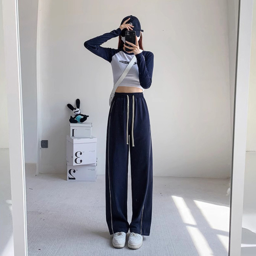 Original workmanship women's pants straight-leg sweatpants women's summer loose casual drape wide-leg pants design niche