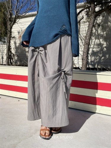 Korea Dongdaemun long skirt with elastic waist strap design