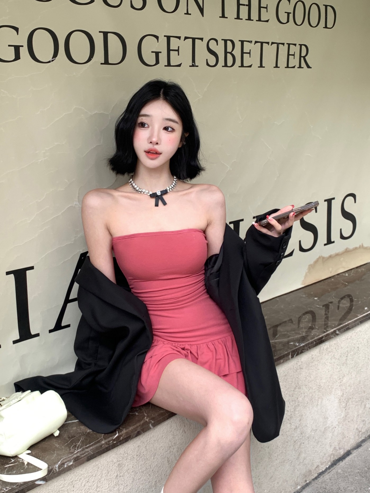 Pink Tube Top Dress 2024 Women's Summer New Niche Design Pure Sweet Hot Girl Slim Cake Short Skirt